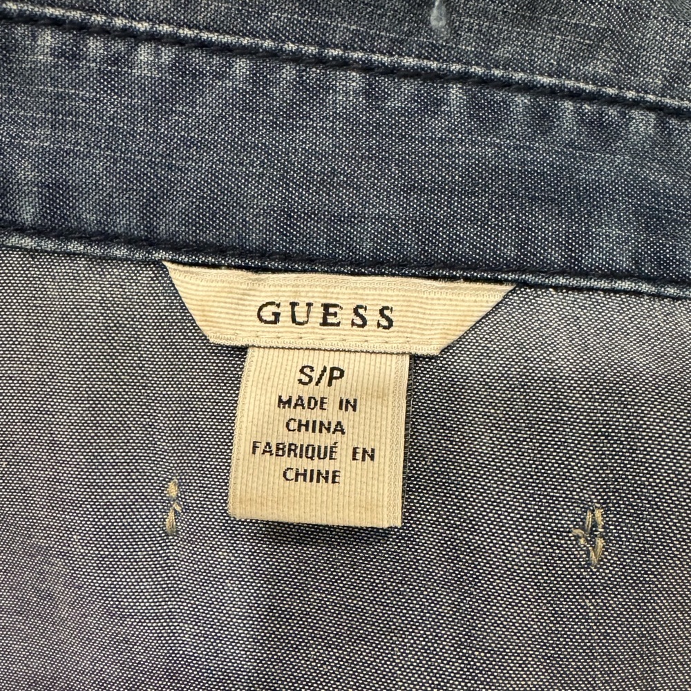 Guess Snap Buttons, 100% Tencel, Long Sleeve, Blue Denim-like Shirt- size S - Picture 9 of 16